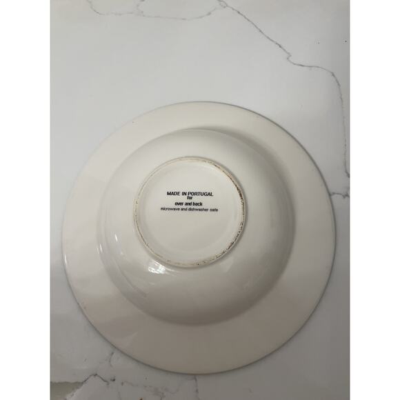 Over and Back Red Spongeware Design Stoneware Serving/Pasta Bowl Portugal 11'" - Picture 4 of 5